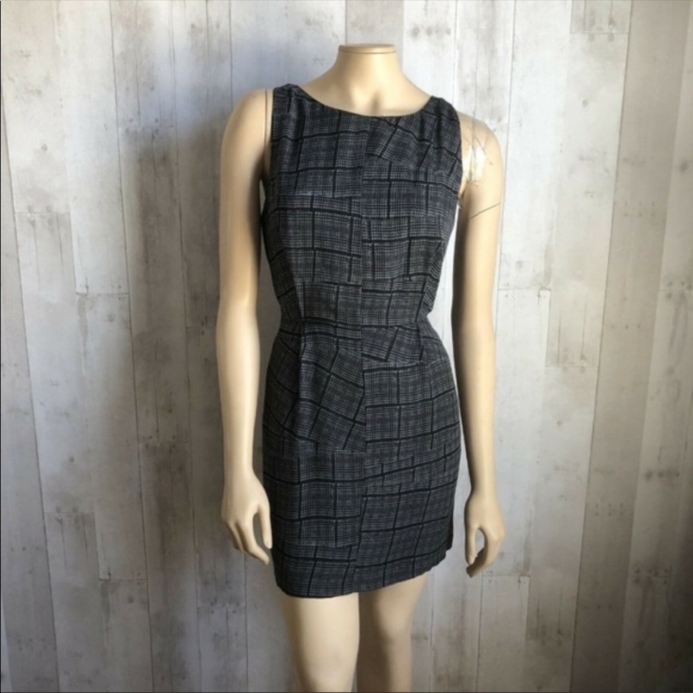 NWT Rag & Bone size 12 gray plaid print Tribeca dress
